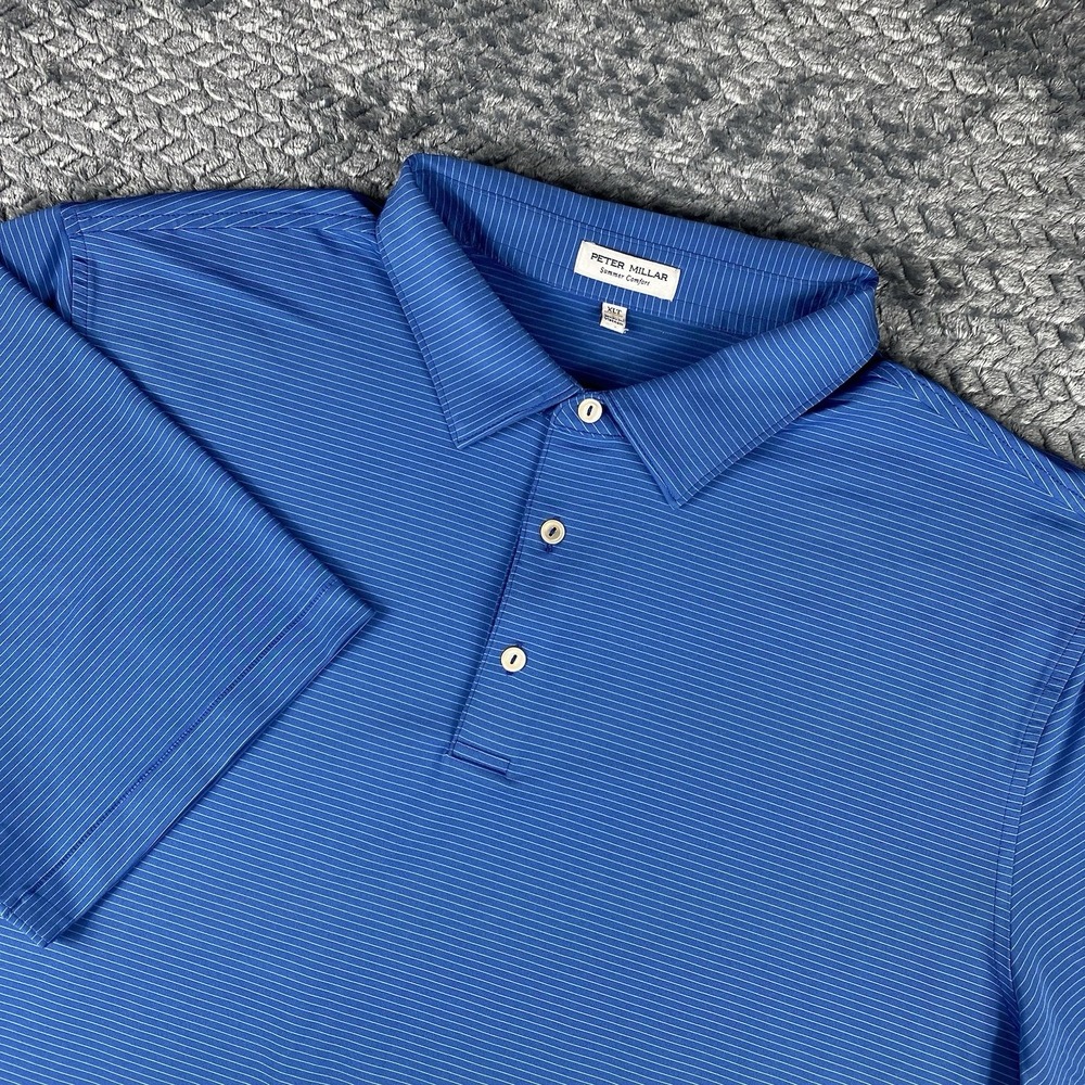 Peter Millar Summer Comfort Polo Shirt Men's XLT Blue Golf Performance